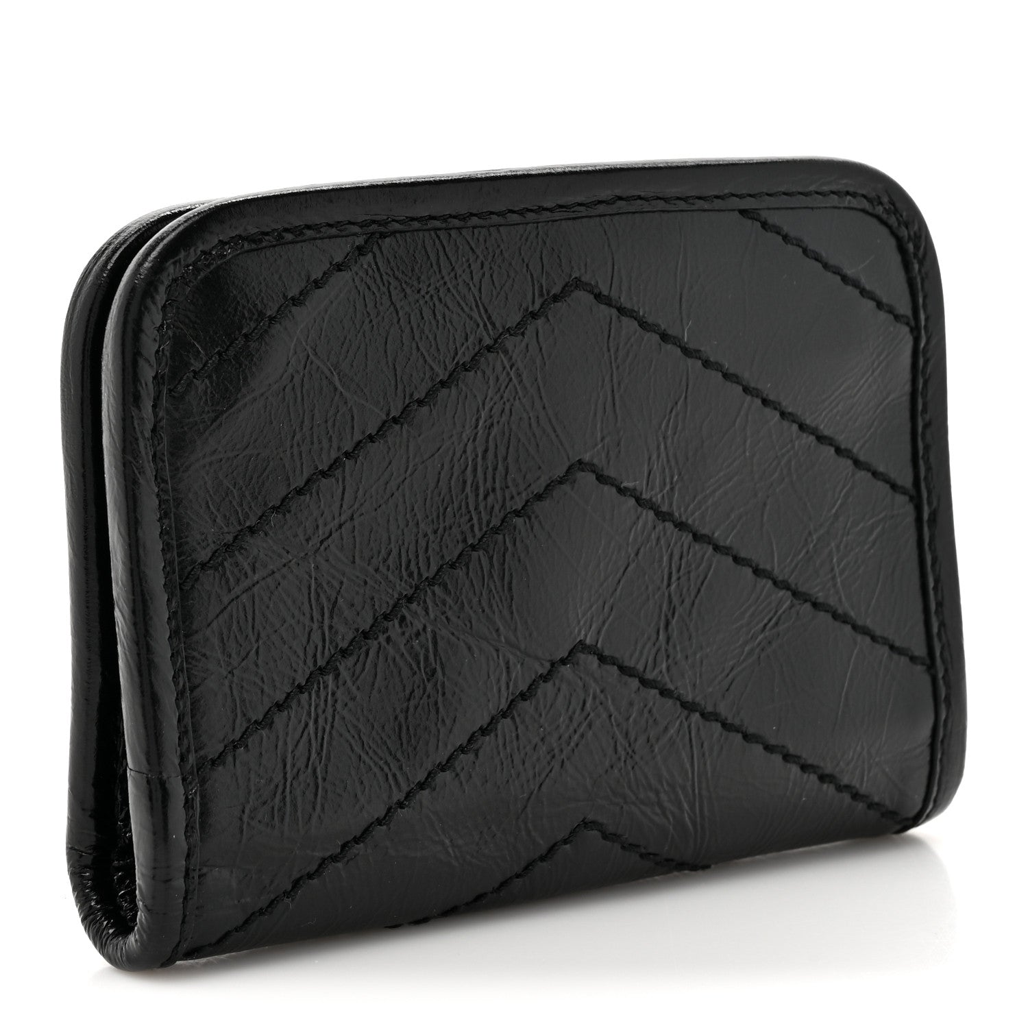 Saint Laurent Crinkled Calfskin Matelasse Monogram Niki Card Holder Black 3 of 8