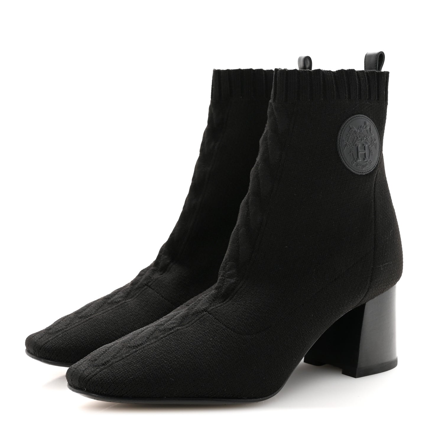 Knit Calfskin Volver 60 Ankle Boots 40 Black