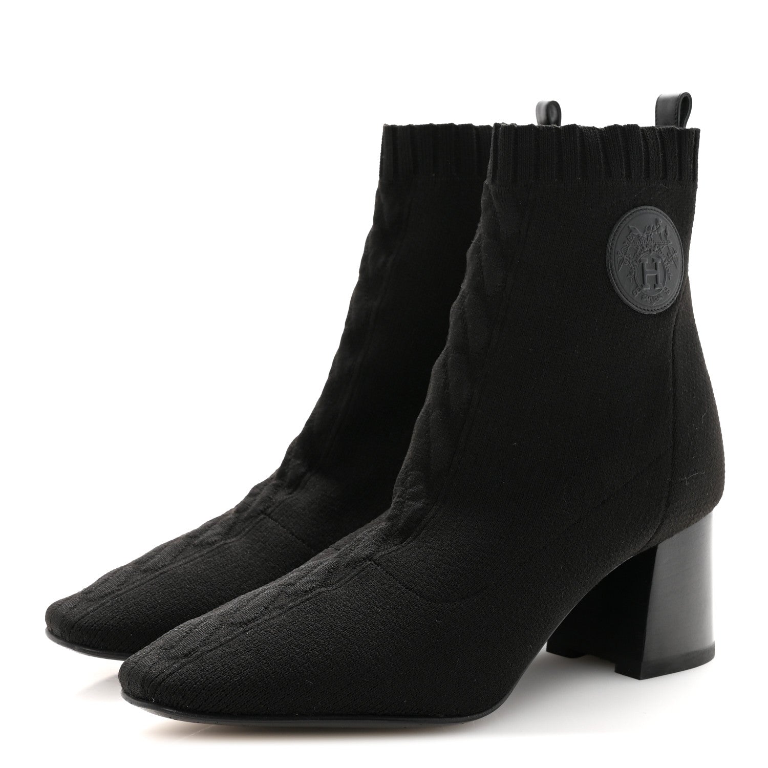 Hermes Knit Calfskin Volver 60 Ankle Boots 40 Black 4 of 8