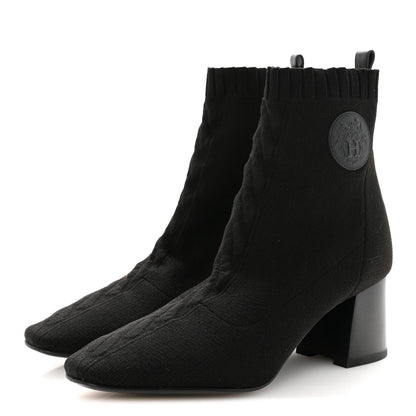 Hermes Knit Calfskin Volver 60 Ankle Boots 40 Black 4 of 8