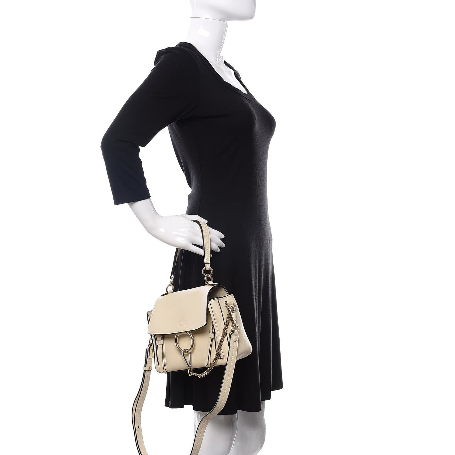 Calfskin Mini Faye Day Shoulder Bag Off White