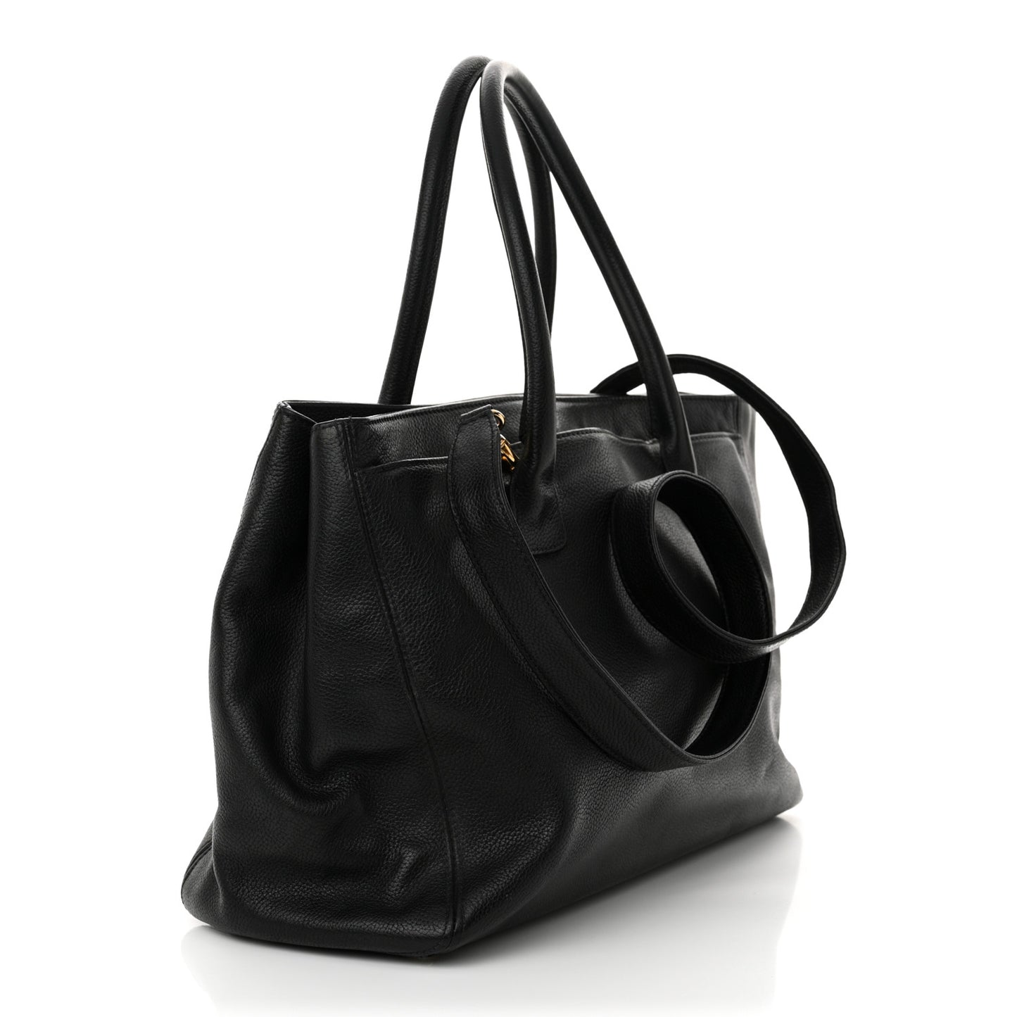 Calfskin Cerf Executive Shopper Tote Black