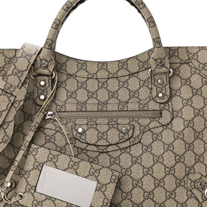 Balenciaga X GUCCI GG Supreme Monogram Neo Classic Silver Hardware City Beige Ebony 7 of 9