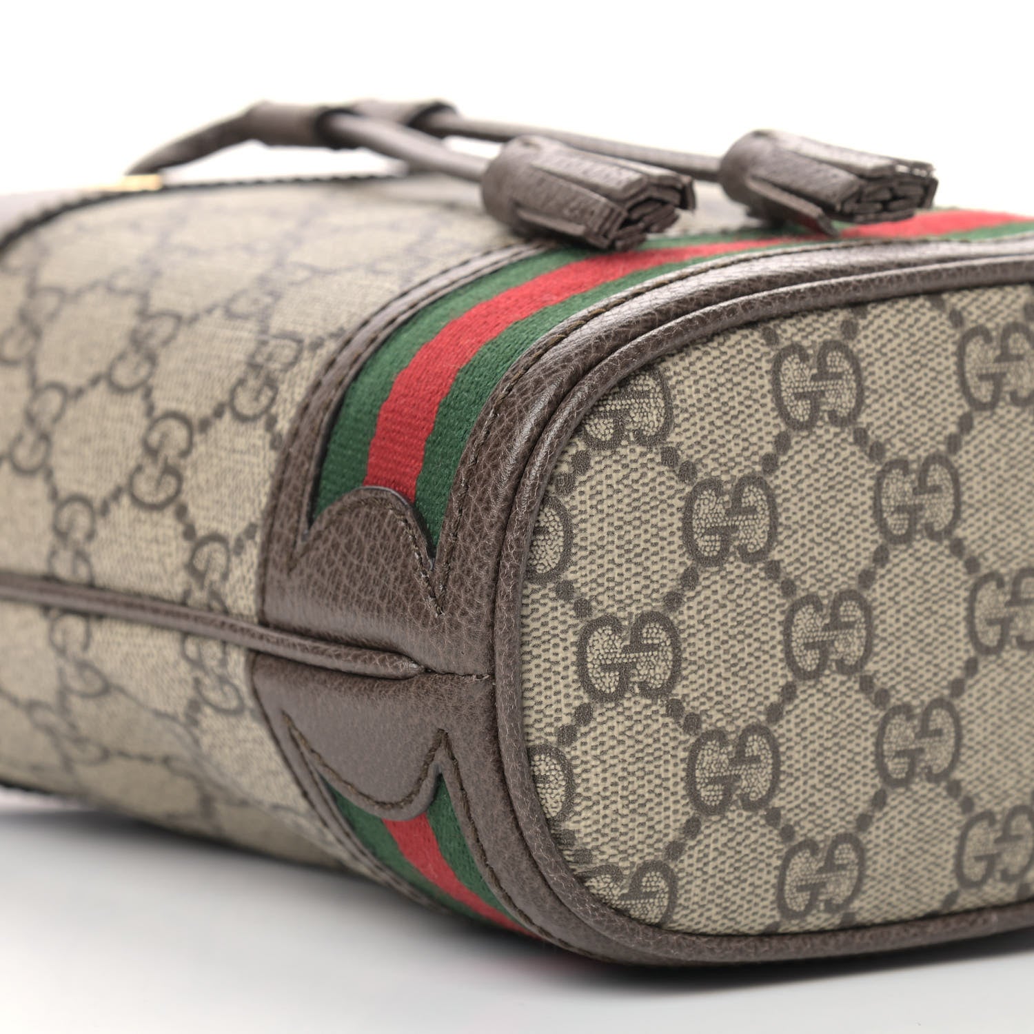 Gucci GG Supreme Monogram Web Mini Ophidia Bucket Bag Brown 8 of 9