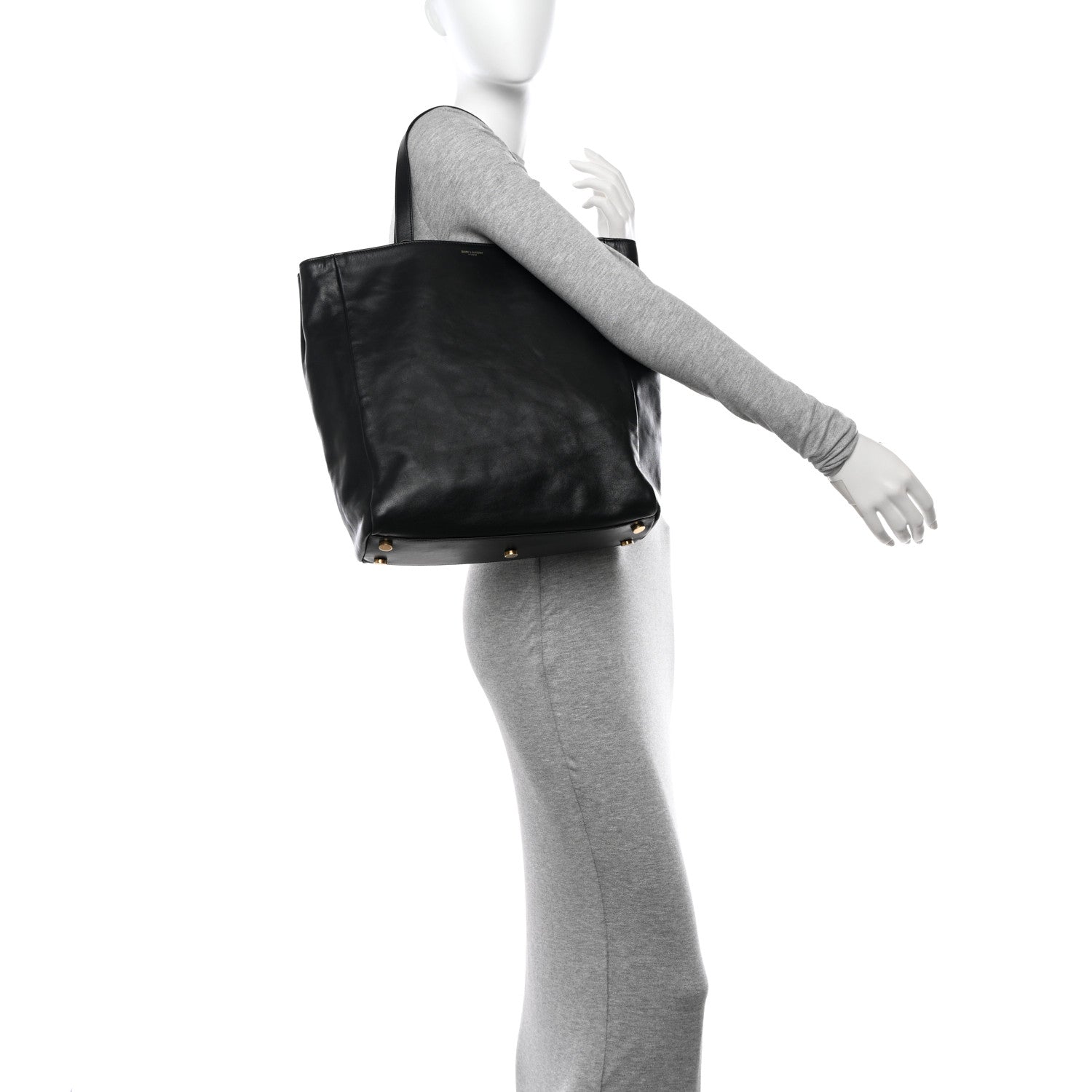 Saint Laurent Calfskin Suede North South Reversible Shopping Tote Black 2 of 16