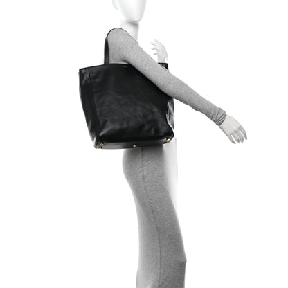 Saint Laurent Calfskin Suede North South Reversible Shopping Tote Black 2 of 16