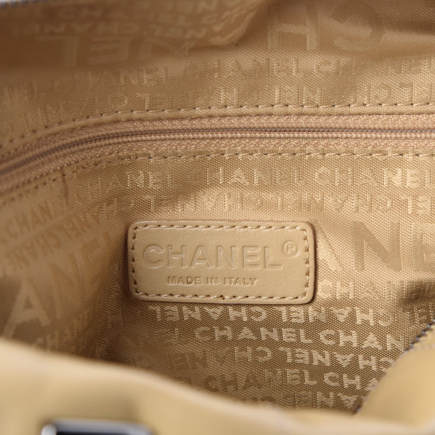 Calfskin Square Stitched Large Tote Beige