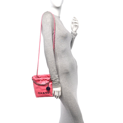 Chanel Shiny Calfskin Quilted Rainbow Metal Mini Chanel 22 Coral Pink 2 of 10