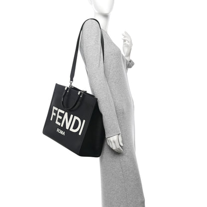 Fendi Vitello King Plexiglass Medium Fendi Sunshine Shopper Tote Black White 2 of 10