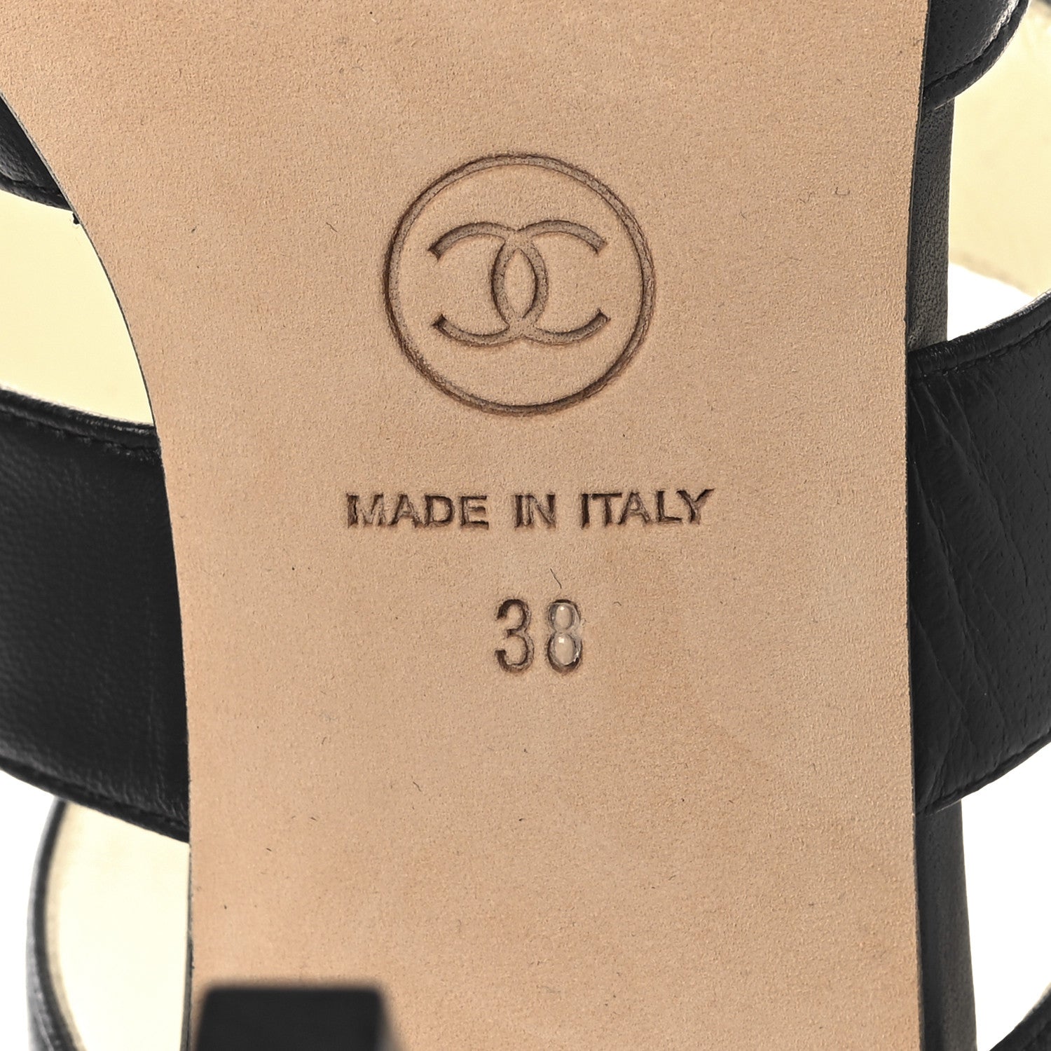 Chanel Lambskin CC Strappy Sandal 38 Black 8 of 9