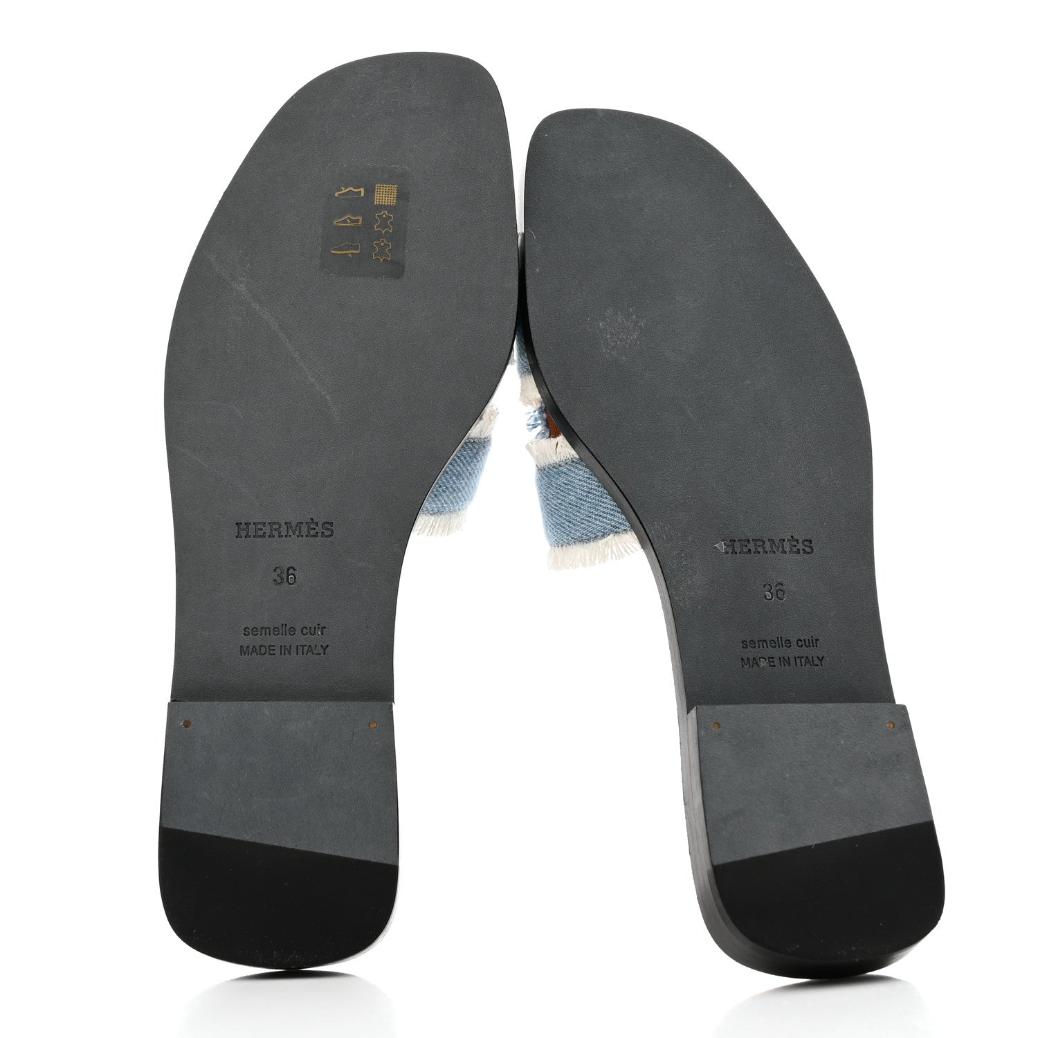 Hermes Denim Oran Fringe Sandals 36 Bleu Clair 5 of 12