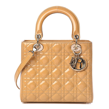 Christian Dior Metallic Patent Cannage Medium Lady Dior Yellow 1 of 10