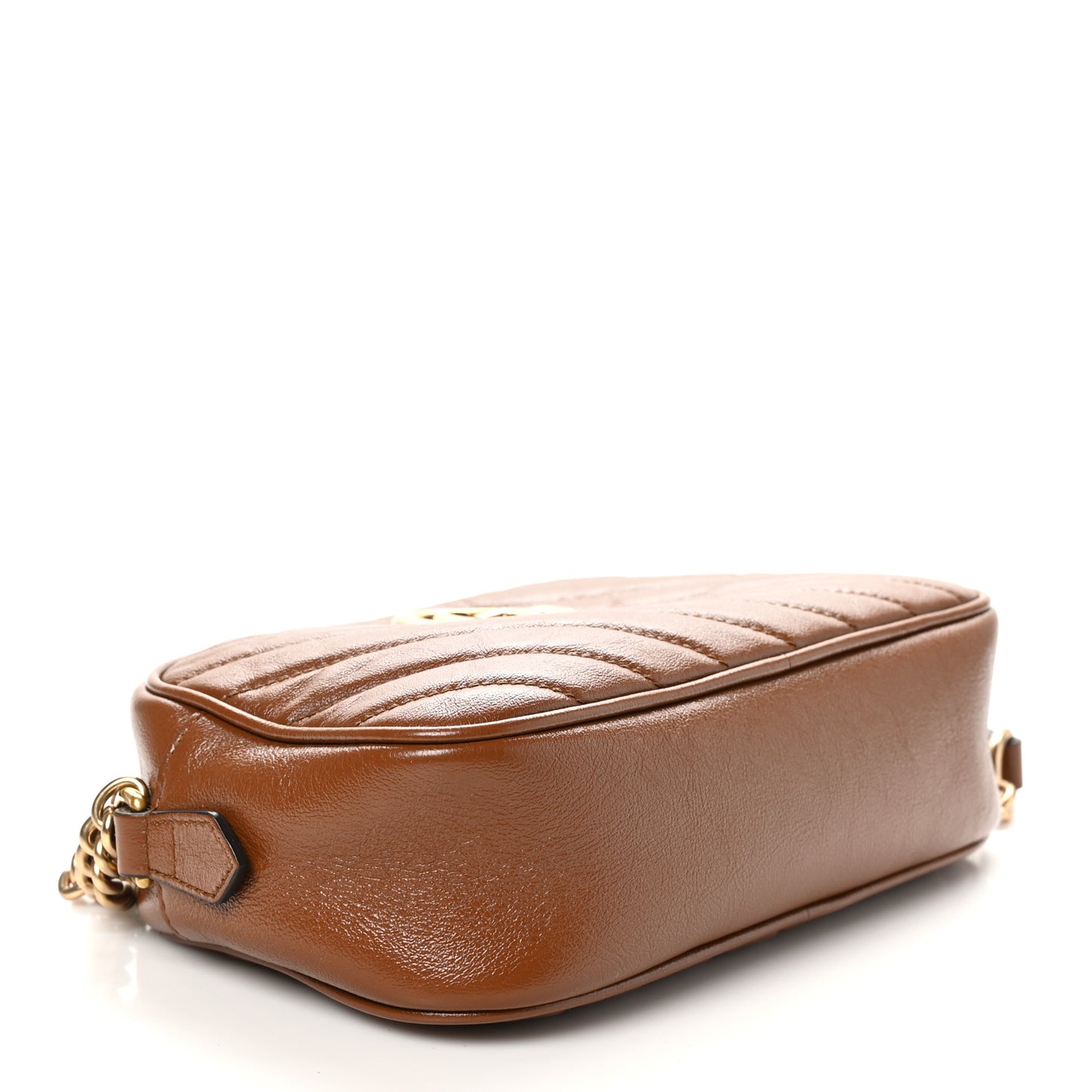 Glazed Calfskin Matelasse Diagonal Small GG Marmont Chain Shoulder Bag Cuir