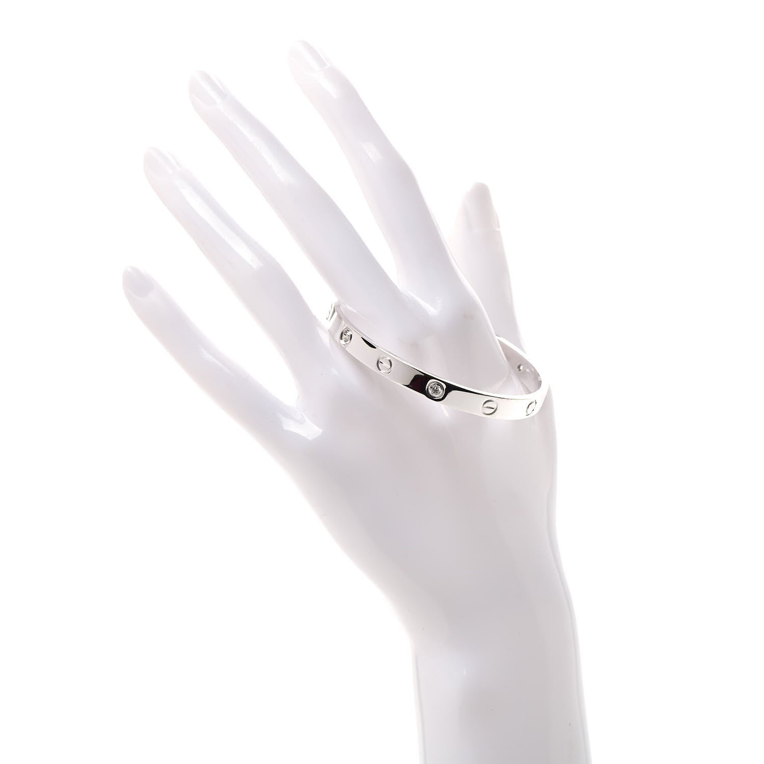 Cartier 18K White Gold 4 Diamond LOVE Bracelet 17 2 of 6
