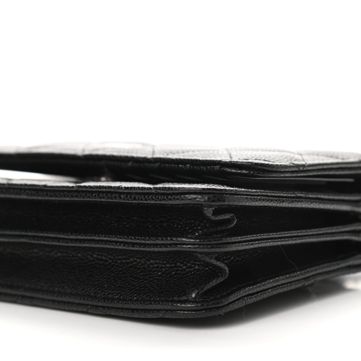 Caviar Quilted Mini Wallet On Chain WOC Black