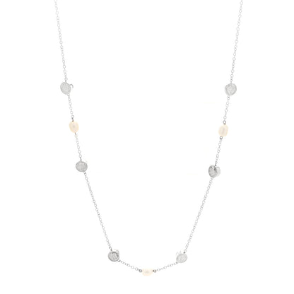 Tiffany Sterling Silver Cultured Pearl Hibiscus Flower Station Necklace 1 of 5