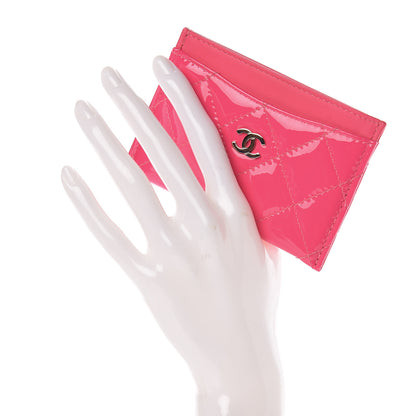 Chanel Patent Quilted Card Holder Pink 2 of 9