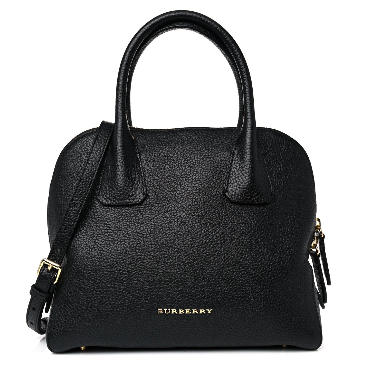 London Grainy Calfskin Small Greenwood Bowling Bag Black