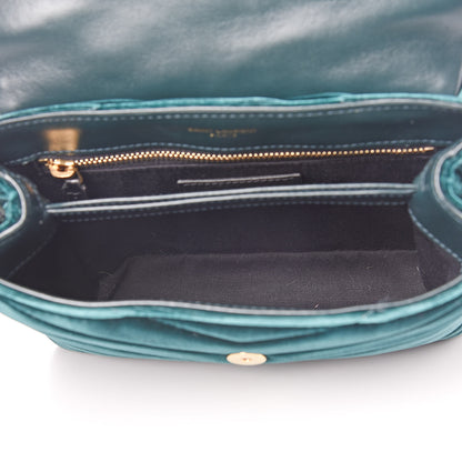 Saint Laurent Velvet Y Quilted Monogram Toy Loulou Chain Satchel Dark Ottanio 5 of 11