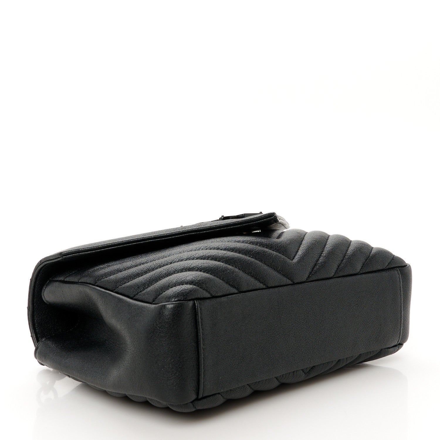 Saint Laurent Sheepskin Matelasse Chevron Monogram Monochrome Medium College Bag Black 4 of 11