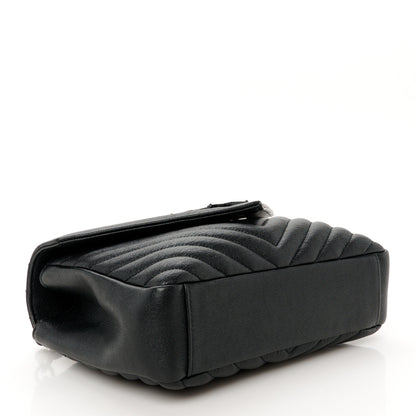 Saint Laurent Sheepskin Matelasse Chevron Monogram Monochrome Medium College Bag Black 4 of 11