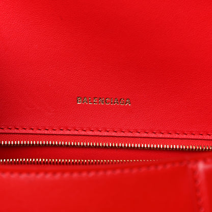 Balenciaga Shiny Box Calfskin Tonal B Small Hourglass Top Handle Bag Bright Red 6 of 9