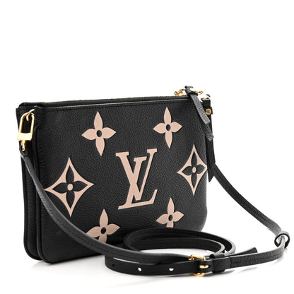 Louis Vuitton Empreinte Monogram Giant Double Zip Pochette Black Cream 3 of 10