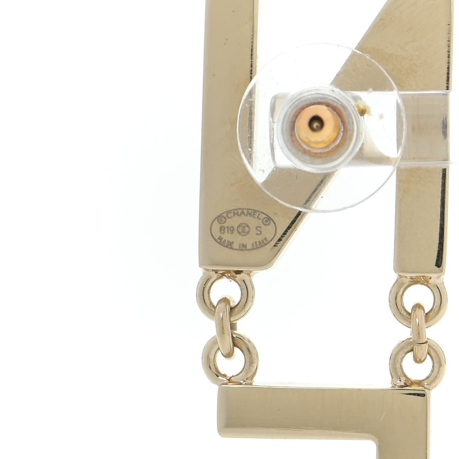 Chanel Metal Cha-Nel Logo Drop Earrings Gold 4 of 6