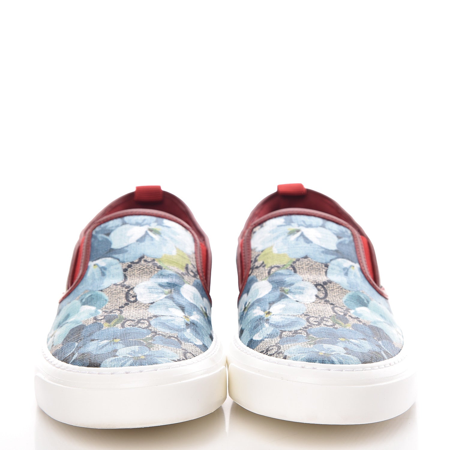 Gucci GG Supreme Monogram Blooms Womens Slip On Sneakers 38.5 Beige Blue Navy Red 2 of 9