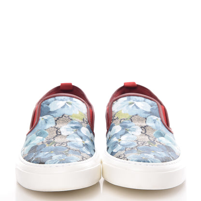 Gucci GG Supreme Monogram Blooms Womens Slip On Sneakers 38.5 Beige Blue Navy Red 2 of 9
