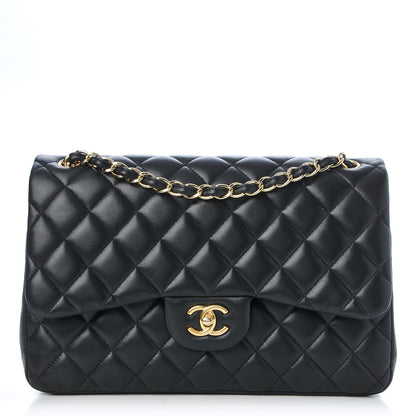 Chanel Lambskin Quilted Jumbo Double Flap Black 1 of 9