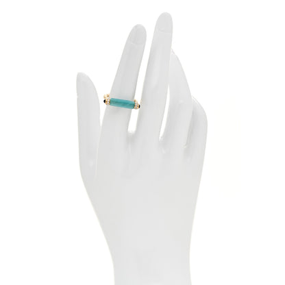 David Yurman 18K Yellow Gold Diamond Blue Sapphire Amazonite Lexington Barrel Ring  53 6.5 2 of 6