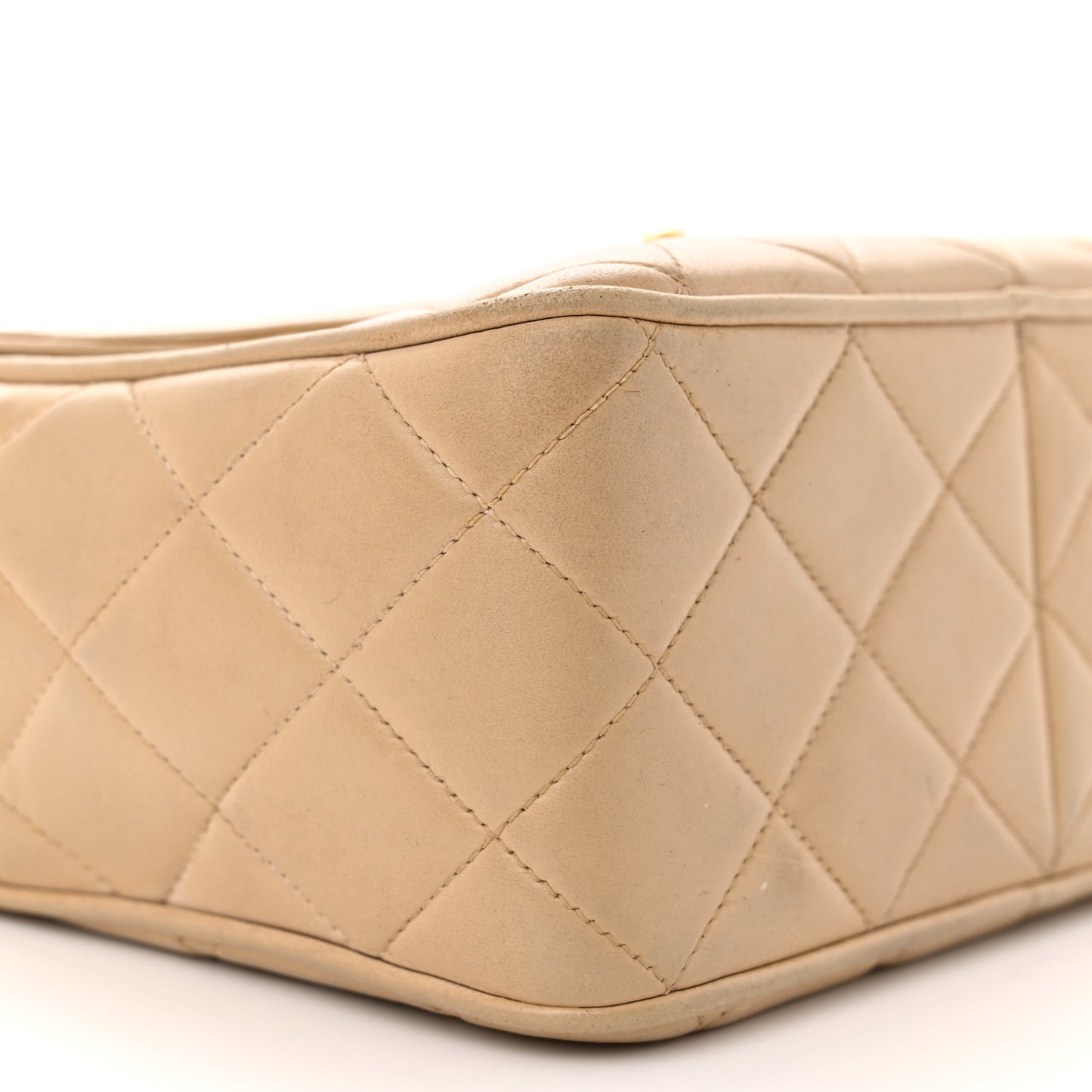 Lambskin Quilted Tassel Flap Camera Bag Light Beige