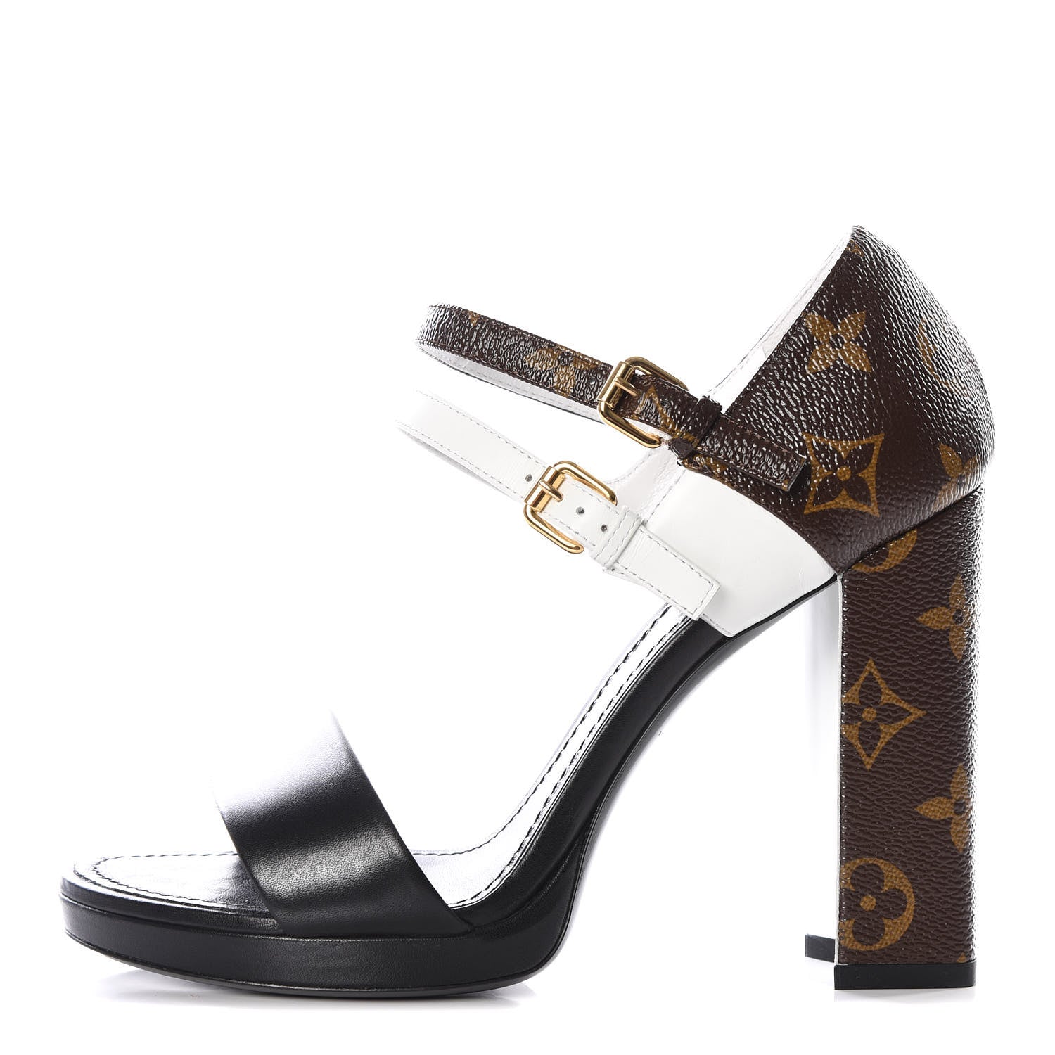 Louis Vuitton Calfskin Monogram Matchmake Cross Sandals 36 Black White 1 of 10