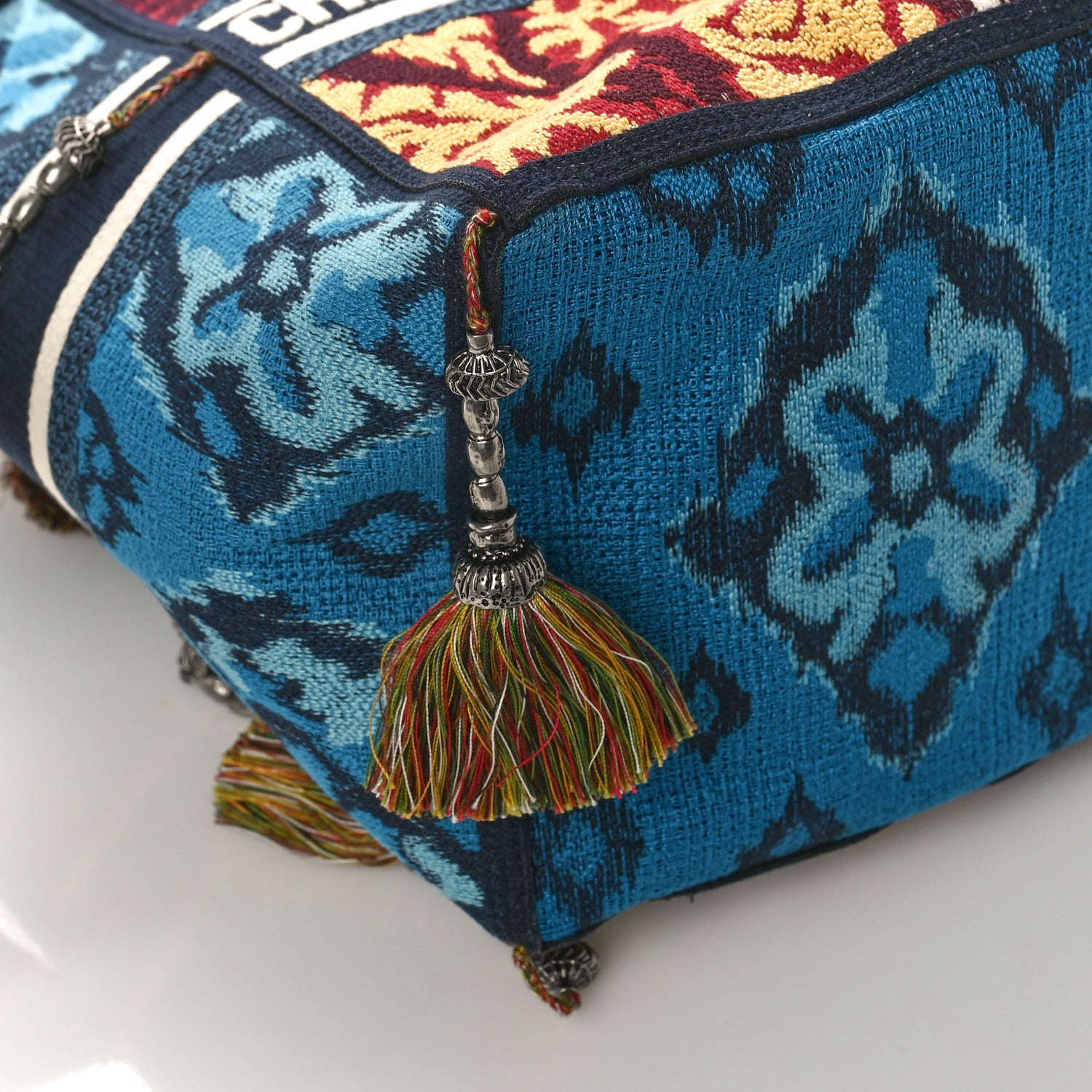 Christian Dior Canvas Embroidered Paisley D-Bubble Bucket Bag Blue Multicolor 7 of 8