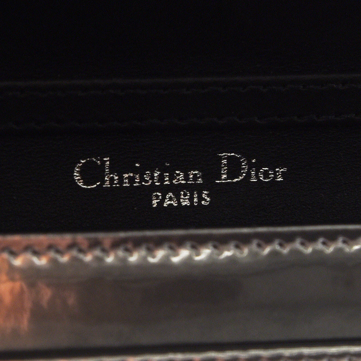 Christian Dior Metallic Patent Micro-Cannage Diorama Wallet on Chain Pouch Silver 8 of 11