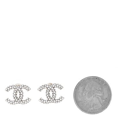 Chanel Crystal CC Treasure Chest Earrings Silver 2 of 5