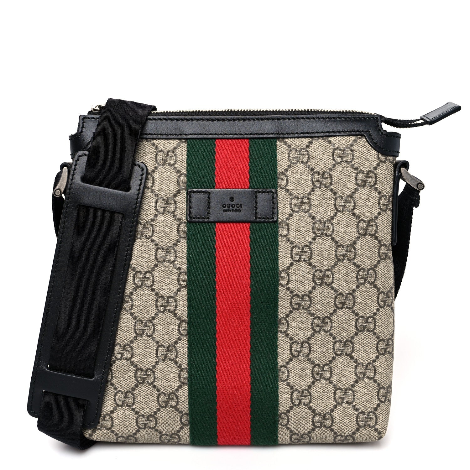 Gucci GG Supreme Monogram Web Messenger Bag Black 1 of 8