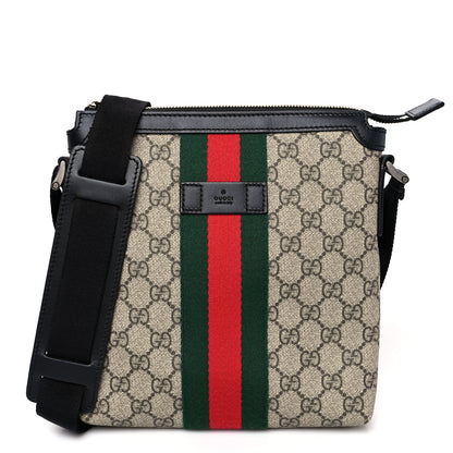 Gucci GG Supreme Monogram Web Messenger Bag Black 1 of 8
