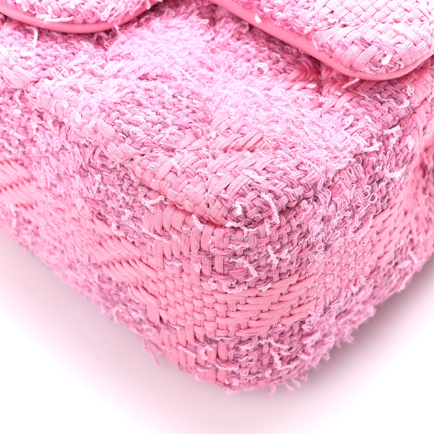 Tweed Quilted Pearl Twist Mini Square Flap Pink Dark Pink