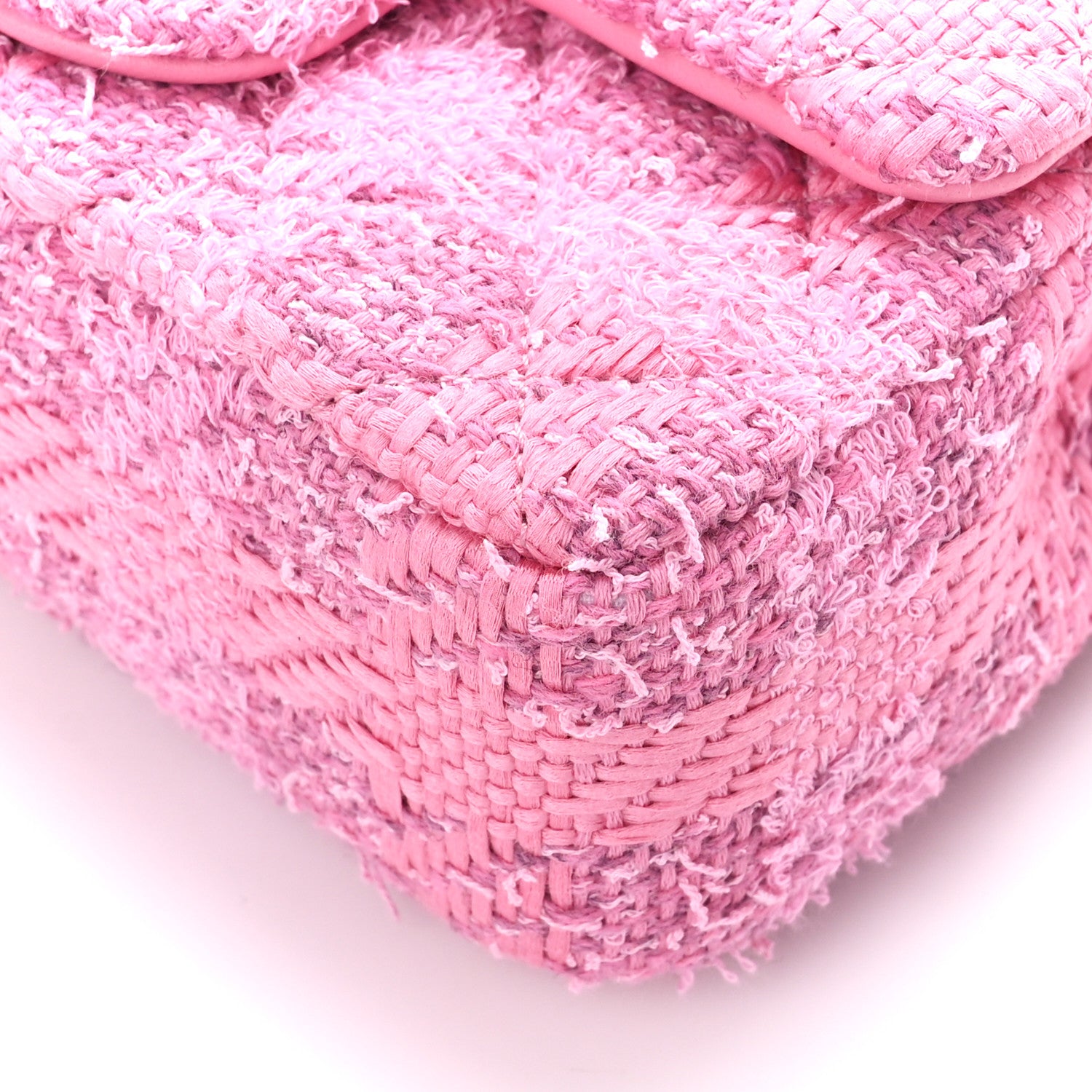 Chanel Tweed Quilted Pearl Twist Mini Square Flap Pink Dark Pink 10 of 11
