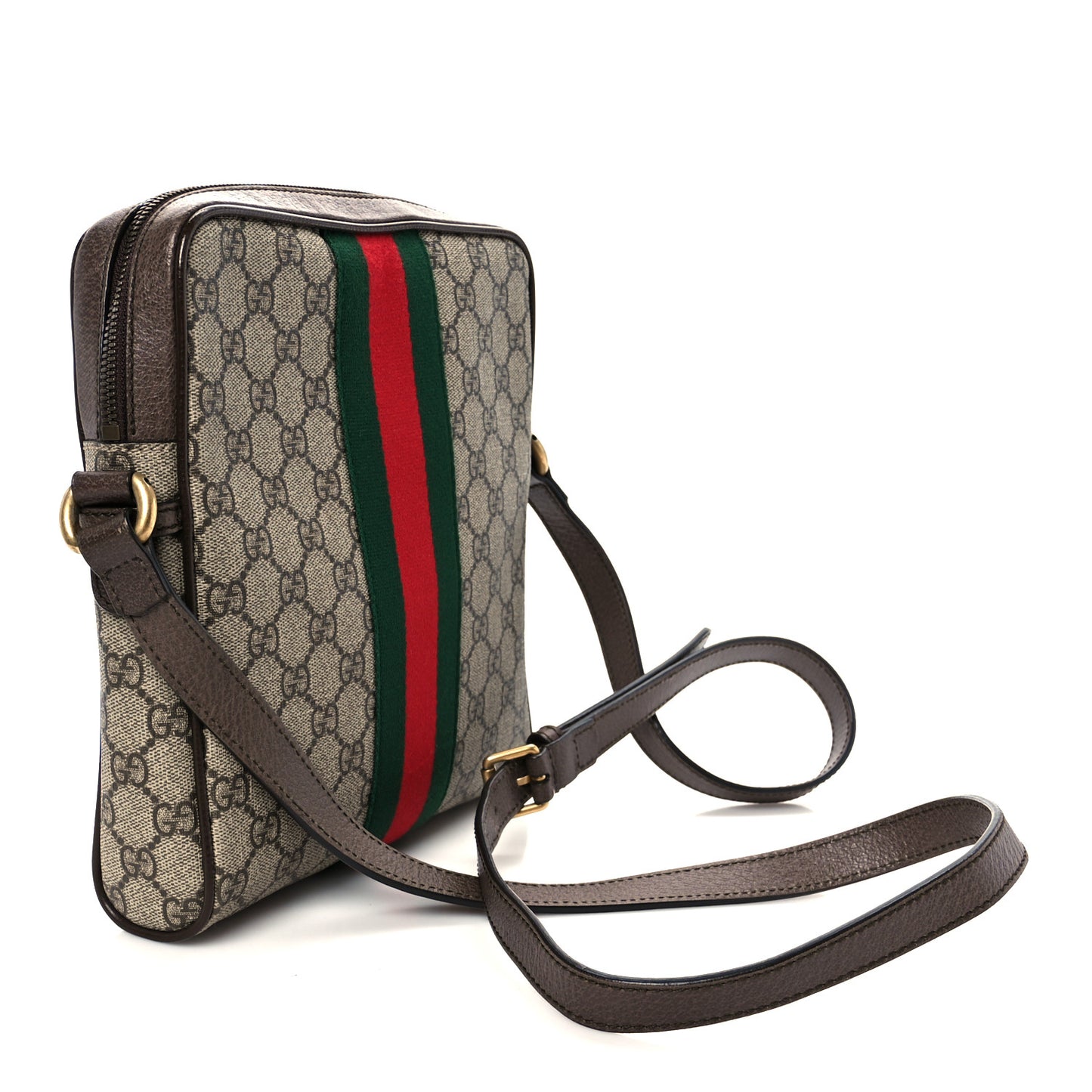 GG Supreme Monogram Web Small Ophidia Messenger Bag Brown