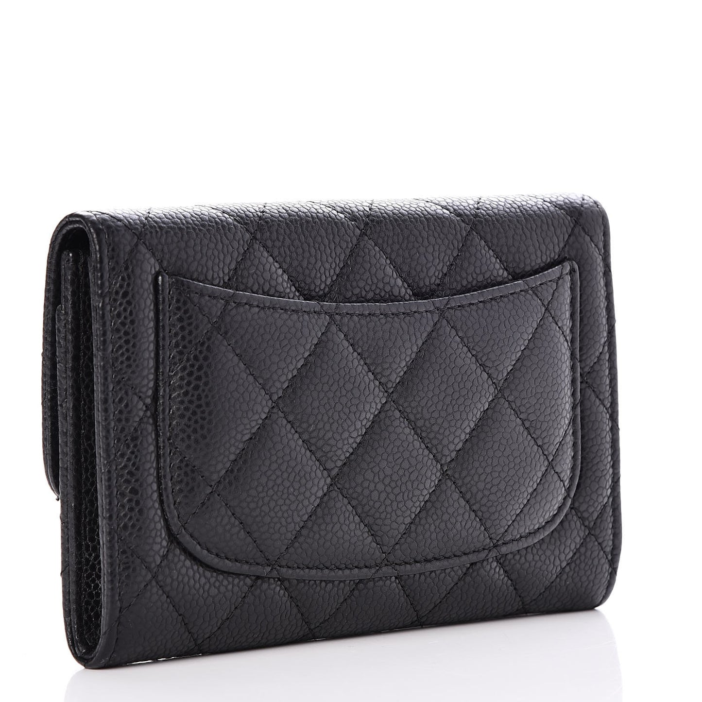 Caviar Quilted Small Flap Wallet Black