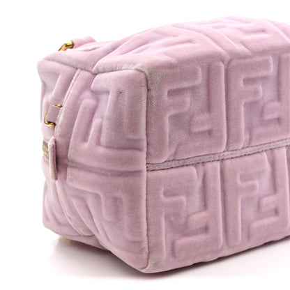 Fendi Velvet FF Embossed Mini Boston Box Rose Confetto 9 of 14