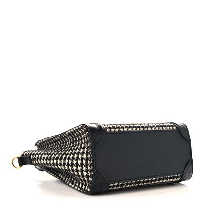 Celine Smooth Calfskin Houndstooth Nano Luggage White Black 4 of 11