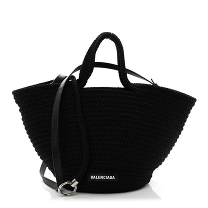 Balenciaga Nylon Lambskin Woven Ibiza Basket With Strap Black 1 of 9