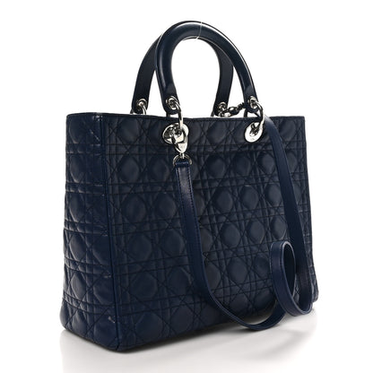 Christian Dior Lambskin Cannage Large Lady Dior Navy Blue 3 of 10