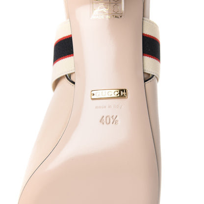 Gucci Malaga Kid Bow Ace Stripe Mid Heel Slingback Pumps 40.5 Beige 7 of 9