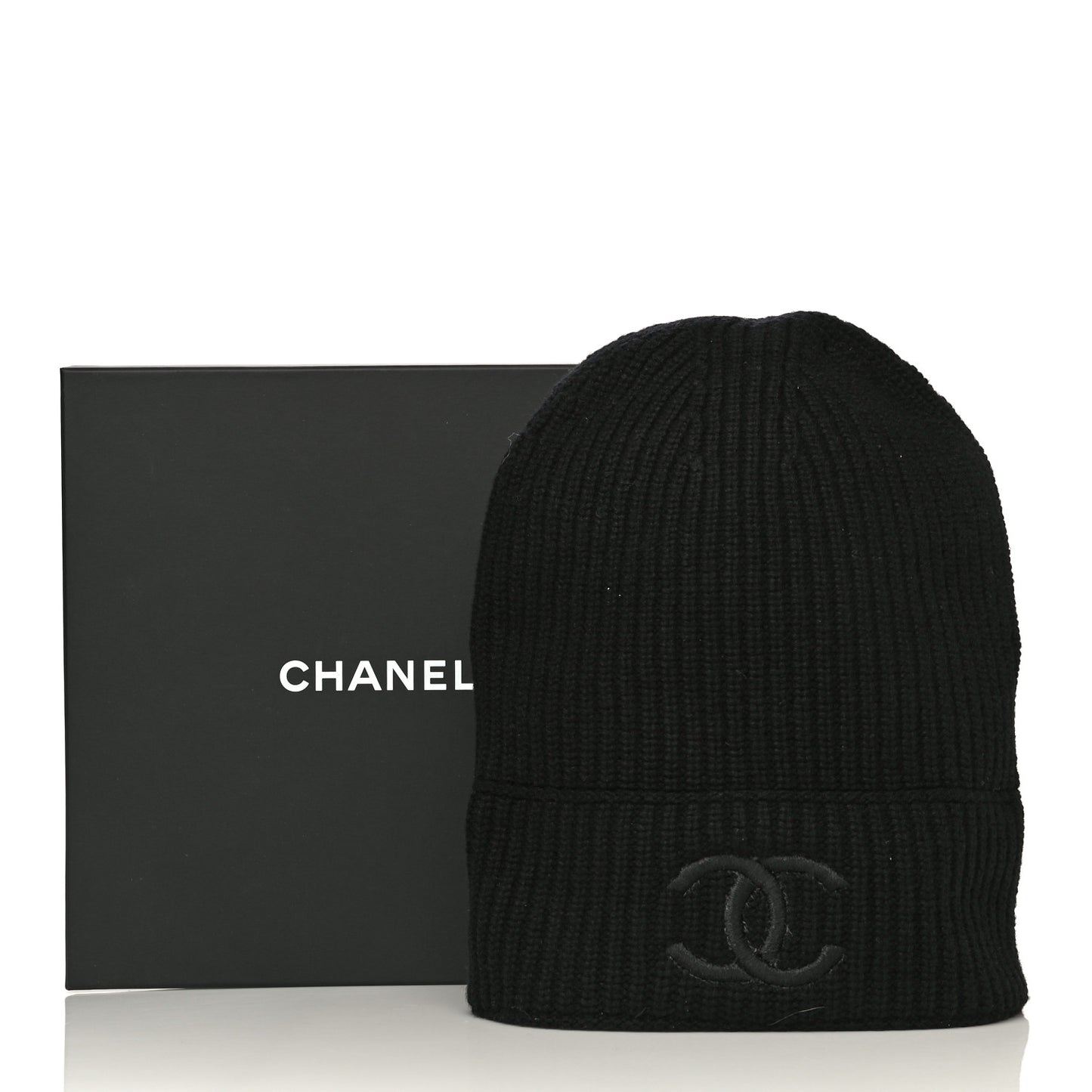 Wool Cashmere CC Beanie Hat Light Black White