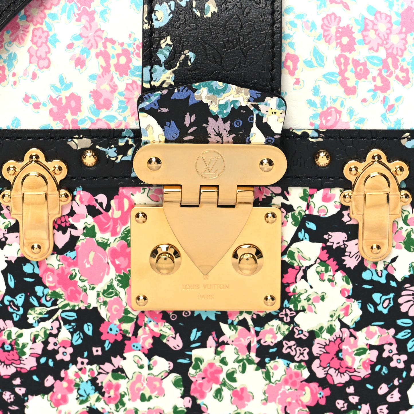 Calfskin Liberty Rose Trunk Clutch Black